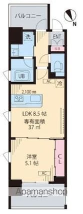 東京都立川市柴崎町３丁目[1LDK/37.24m2]の間取図