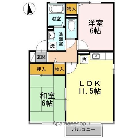 アビタシオン那賀川 B棟の間取り写真