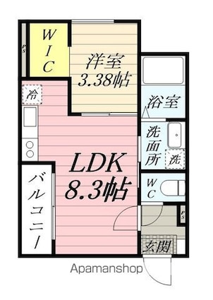 ソーサリー柏木[1LDK/29.48m2]の間取図