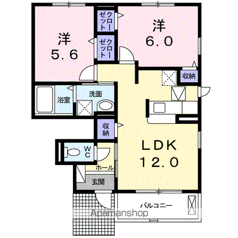 岐阜市大菅南のアパートの間取り