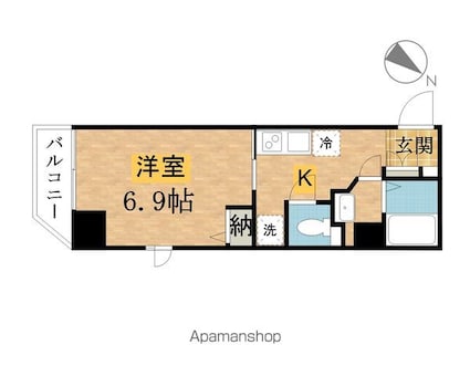 ＨＩＬＬＳ八王子台町[1R/25.59m2]の間取図