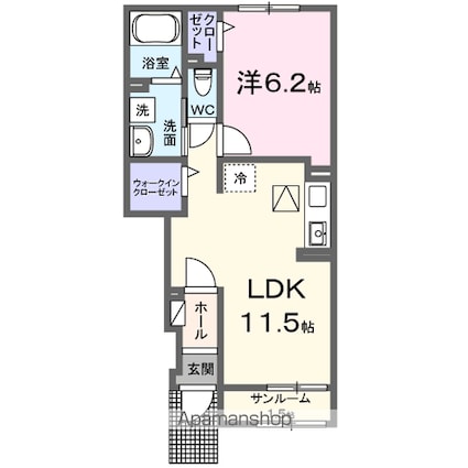 ノール　ペシェール[1LDK/43.61m2]の間取図