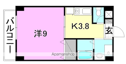 ロイアルコート桑原[1K/30.68m2]の間取図