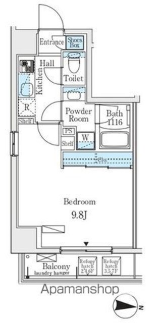 プライマル江東住吉[1K/30.39m2]の間取図