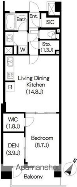 Ｂｒｉｌｌｉａ　ｉｓｔ　三軒茶屋　ブラッサムテラス[1SLDK/65.38m2]の間取図