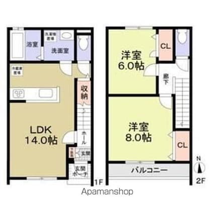 Ｊ　Ｗｉｎｇ　ＥａｓｔＷｅｓｔ[2LDK/69.14m2]の間取図