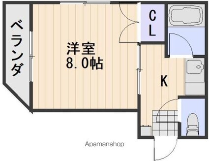 岡山県岡山市北区伊島町３丁目[1K/23.6m2]の間取図