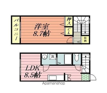 コーポ・ラピッシュビレッジ[1LDK/46.77m2]の間取図