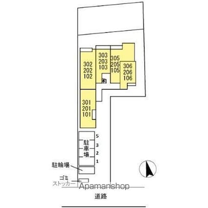 セレスティア上野町Ａ[1LDK/36.49m2]の配置図