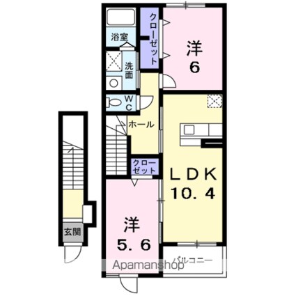 サンライズ彦根Ⅱ番館[2LDK/56.47m2]の間取図