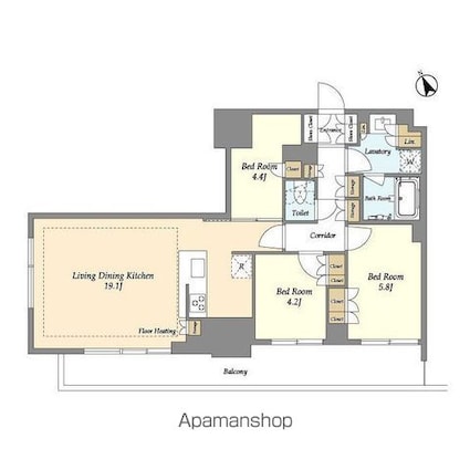 オアーゼ日暮里レジデンス[3LDK/75.7m2]の間取図