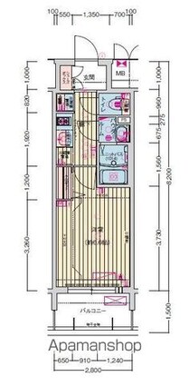 プレサンス名古屋駅ゲート[1K/22.76m2]の間取図