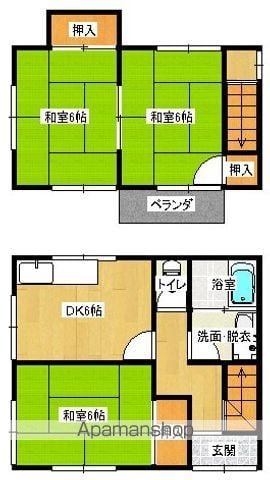 山陽本線 福山駅 徒歩45分 2階建 築41年の間取り写真