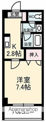 ＪＲＢハイツ倉敷[1K/25.08m2]の間取図