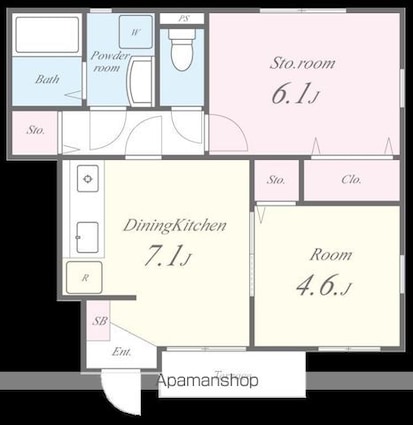 メゾンフローラ[2DK/43.26m2]の間取図