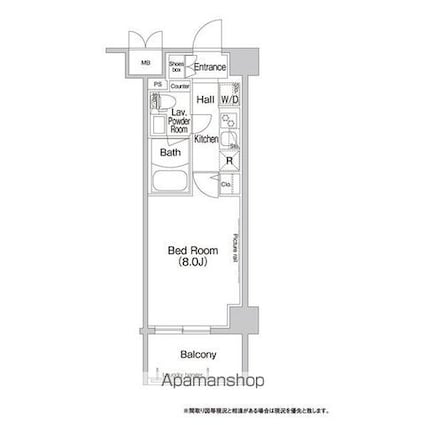 コンフォリア新宿[1K/25.02m2]の間取図