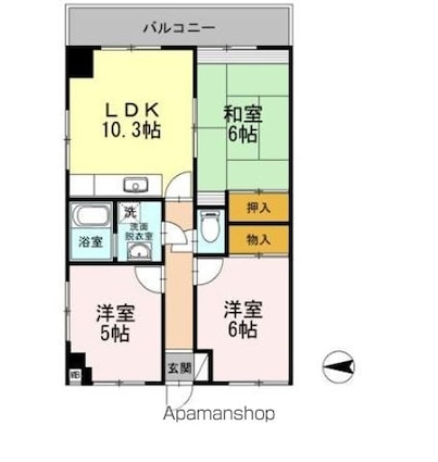 東京都練馬区高松５丁目[3LDK/61.1m2]の間取図