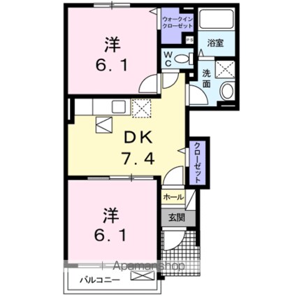 アルト・プエンテ[2DK/44.7m2]の間取図
