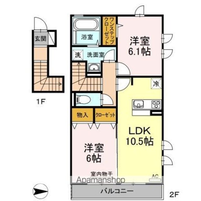 愛媛県松山市西石井２丁目[2LDK/59.87m2]の間取図