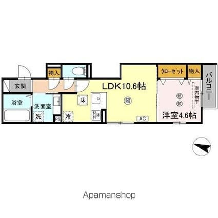 パークコート東雲[1LDK/41.16m2]の間取図