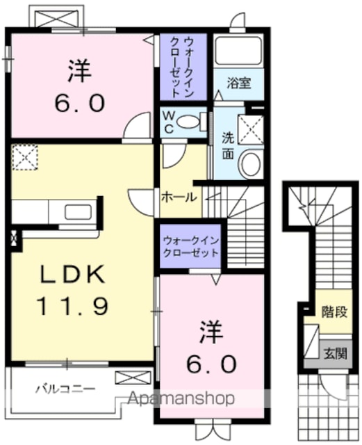 リヴィエール・野毛[2LDK/58.8m2]の間取図