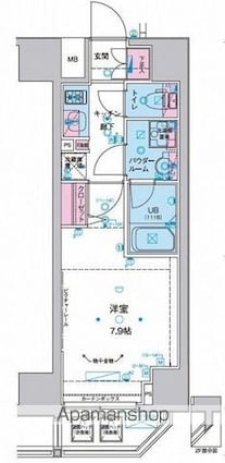 ジェノヴィア麻布十番グリーンヴェール[1K/25.8m2]の間取図