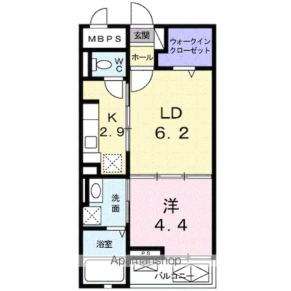 ベルファミーユ[1LDK/34.8m2]の間取図
