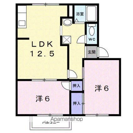 タウニイ梅原Ⅱ[2LDK/50m2]の間取図