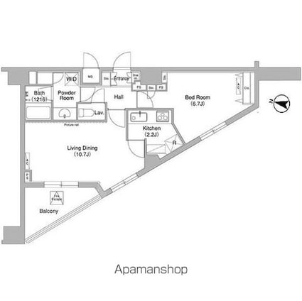 東京都世田谷区羽根木１丁目[1LDK/49.23m2]の間取図