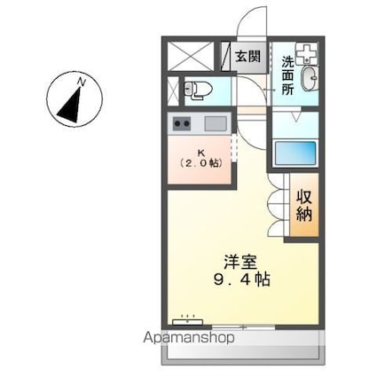 ヴァンベール[1K/30m2]の間取図
