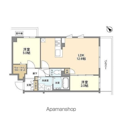 ウェルスクエア中目黒Ⅱ[2LDK/46.28m2]の間取図