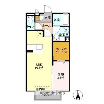 オルキス[1LDK/37.67m2]の間取図