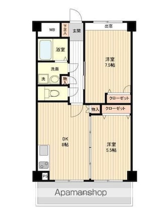 ランファン・ドール二子玉川[2DK/48.66m2]の間取図