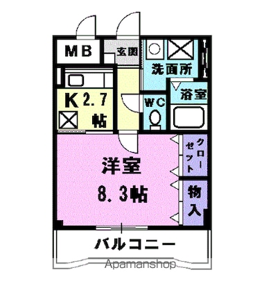 ラフィネ庄内緑地公園[1K/31.62m2]の間取図
