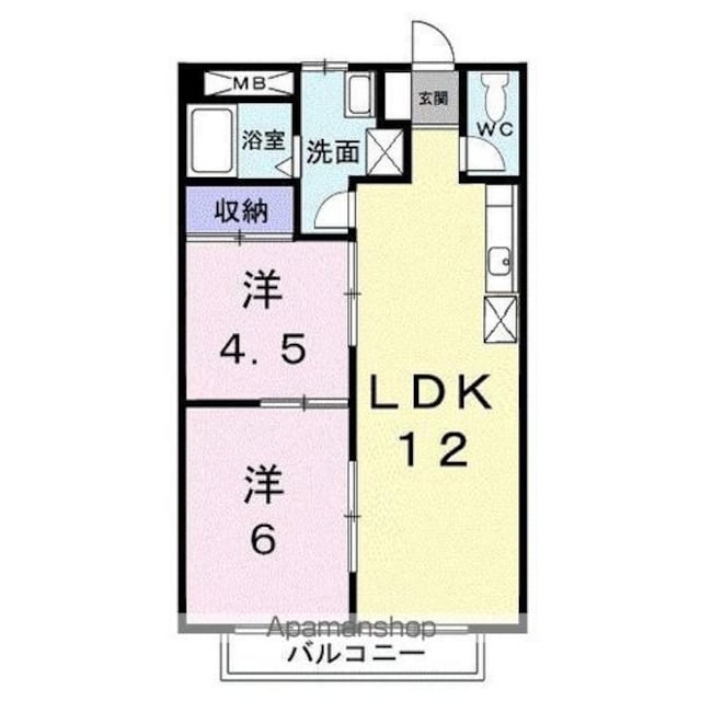 パルネット荒木[2LDK/48.85m2]の間取図