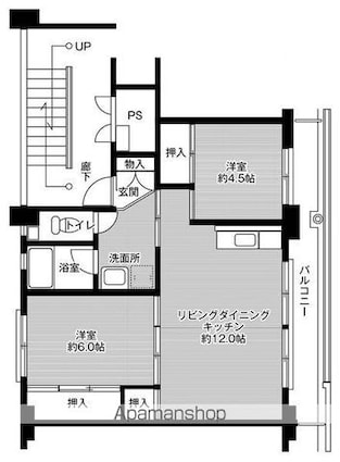 ビレッジハウス矢上３号棟[2LDK/53.08m2]の間取図