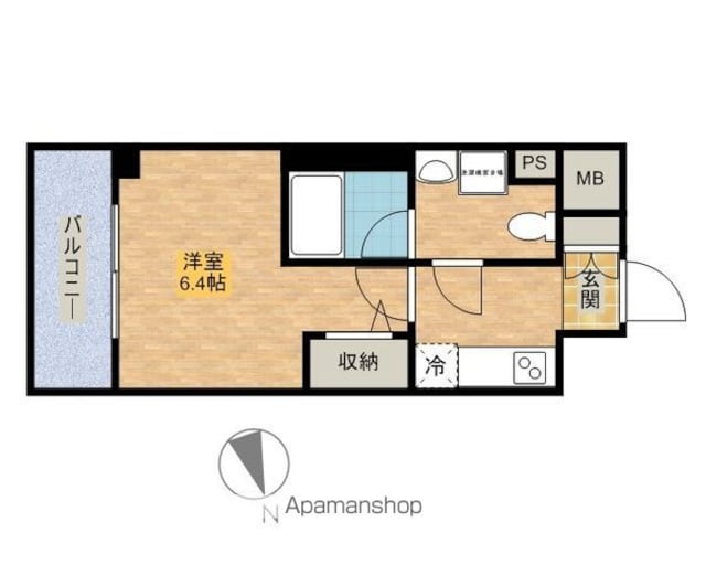 東京都新宿区山吹町[1K/23.76m2]の間取図