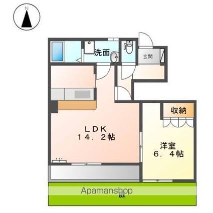 岐阜県岐阜市鷺山[1LDK/49.5m2]の間取図