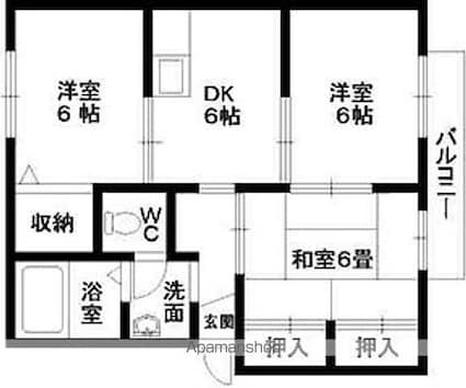 和歌山県和歌山市本脇[3K/53.2m2]の間取図