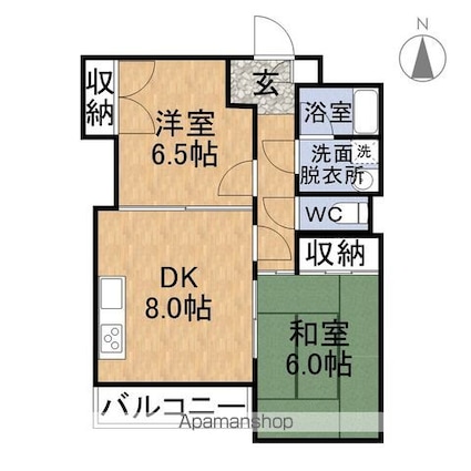 サンステージⅡ[2DK/53.66m2]の間取図
