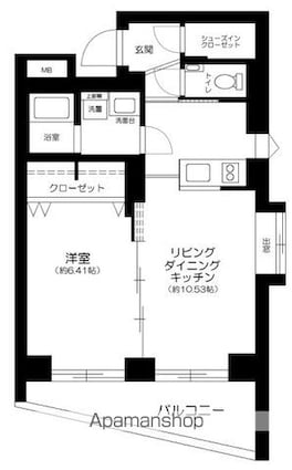東京都新宿区赤城下町[1LDK/41.7m2]の間取図