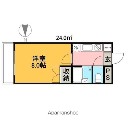 曙ＥＡＳＴⅡ[1K/24m2]の間取図