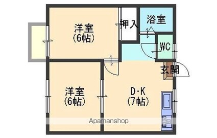 古川ランドＢ棟[2DK/40.5m2]の間取図