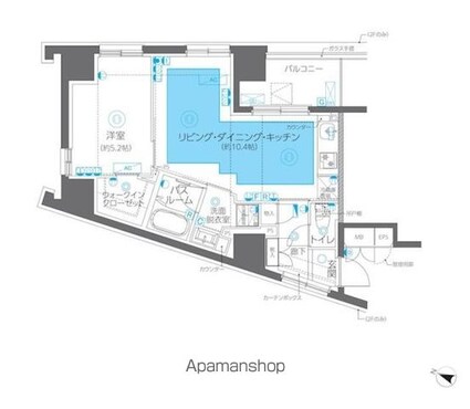 ＺＯＯＭ方南町[1LDK/40.87m2]の間取図