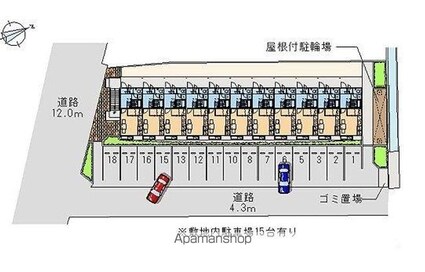 香川県高松市上福岡町[1K/21.81m2]の配置図