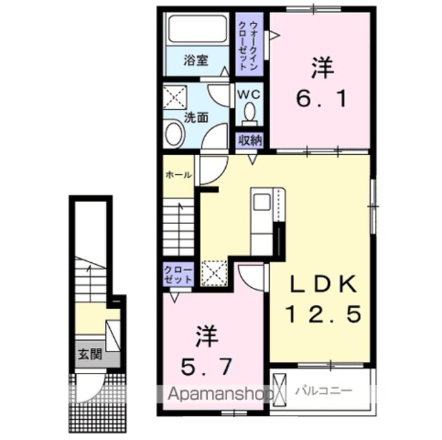 プロスペリテⅡ[2LDK/56.44m2]の間取図