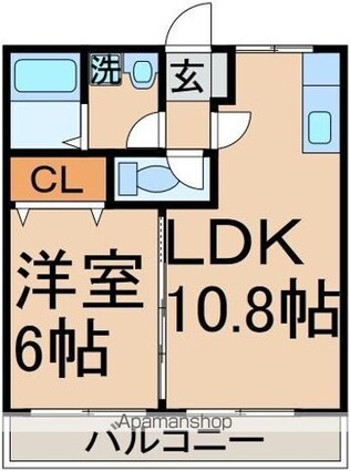 メゾンドグリーンヒル[1LDK/37.6m2]の間取図