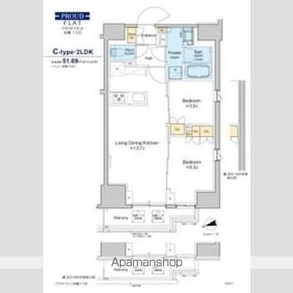 プラウドフラット本郷三丁目[2LDK/51.69m2]の間取図