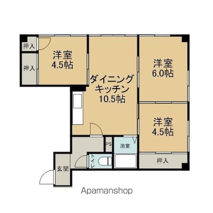 マンションブルク[3LDK/56.34m2]の間取図
