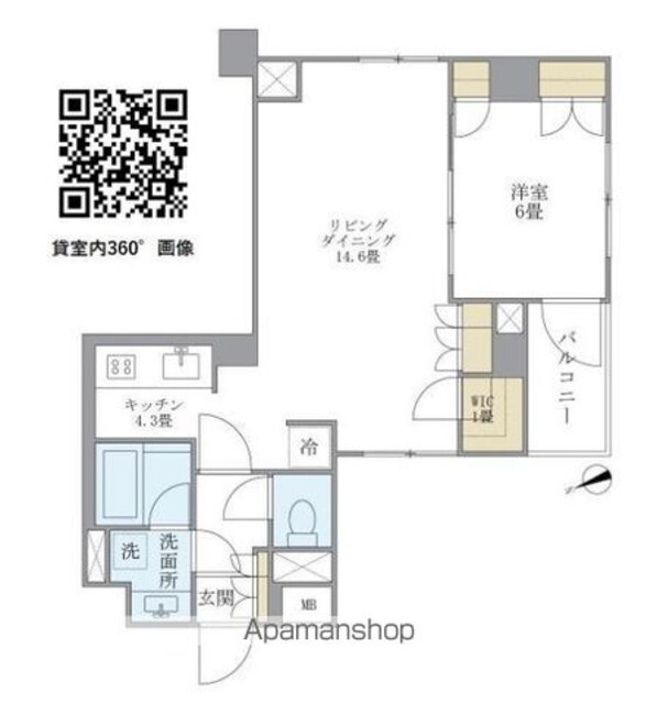 Ｂｒｉｌｌｉａ　ｉｓｔ　北沢[1LDK/58.45m2]の間取図